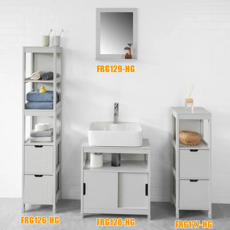 SoBuy FRG128-HG Meuble sous-Lavabo Meuble de Salle de Bain Vasque-Gris Clair