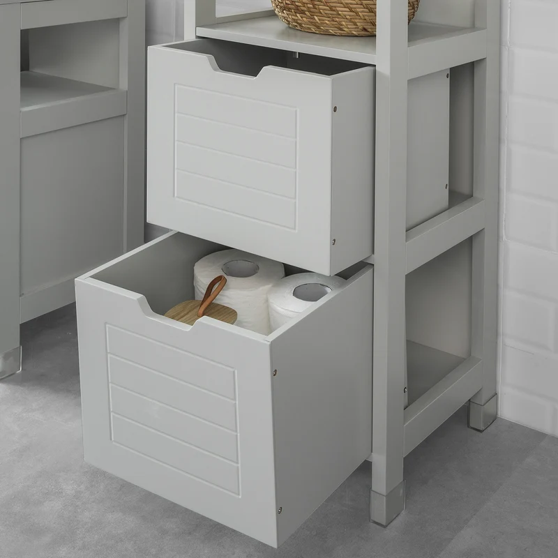 SoBuy FRG127-HG Meuble Demi-Colonne Meuble Bas de Salle de Bain Armoire Toilette-Gris Clair