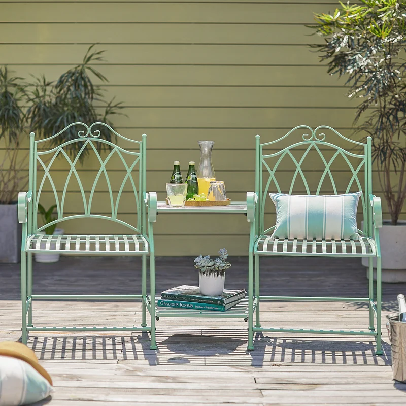 SoBuy OGT44-GR Salon de Jardin 2 Personnes Banc avec Table intégrée 2 Places