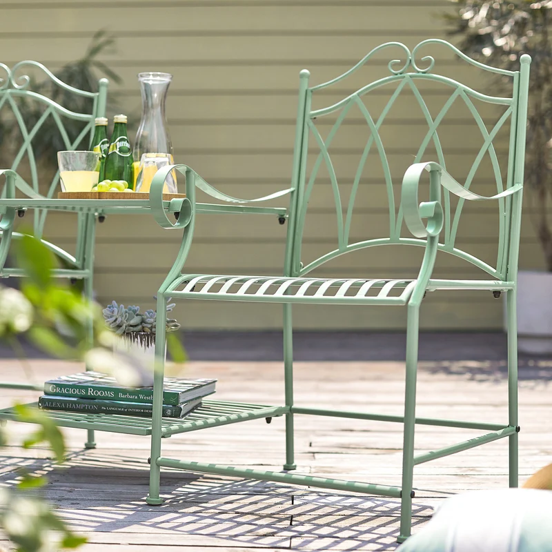 SoBuy OGT44-GR Salon de Jardin 2 Personnes Banc avec Table intégrée 2 Places