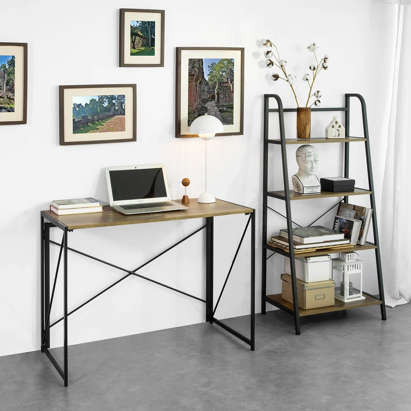 SoBuy FWT78-F Bureau d'Ordinateur Table informatique,Pliable sans Assemblage Design Industriel