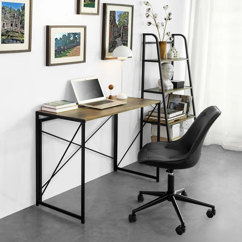 SoBuy FWT78-F Bureau d'Ordinateur Table informatique,Pliable sans Assemblage Design Industriel