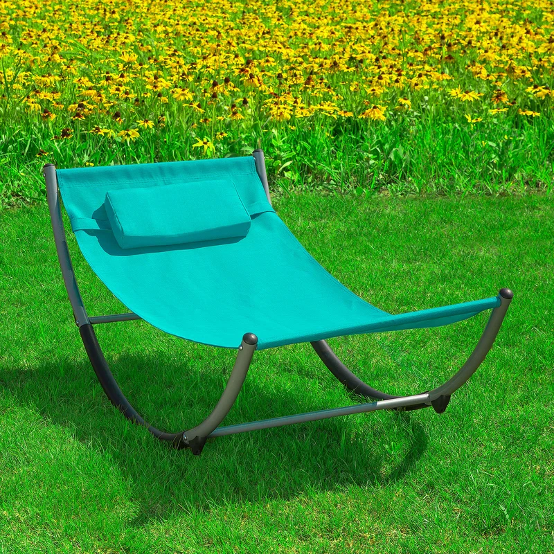 SoBuy KMB04-B Lit Hamac Chaise Longue Enfant En Métal et Toile Textile