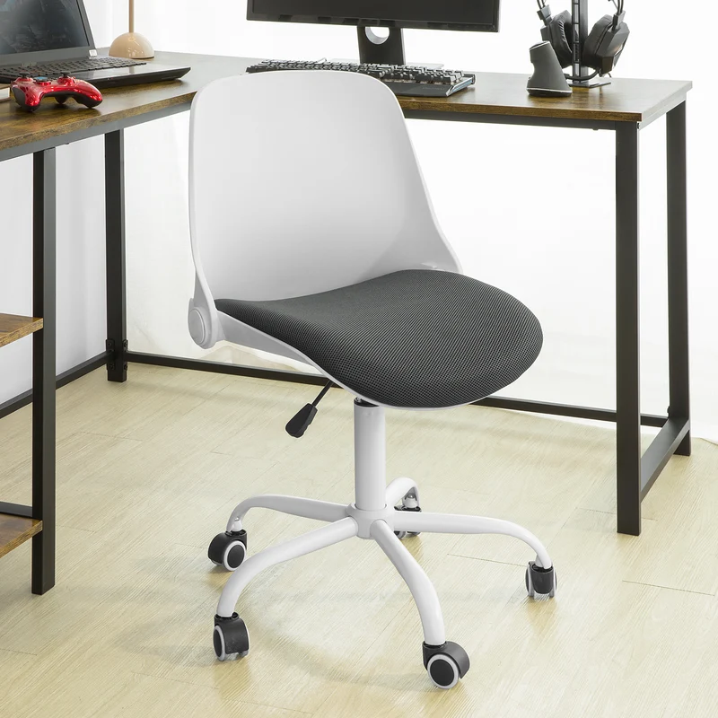 SoBuy FST87-W Chaise de Bureau Ergonomique Dossier Pliant Fauteuil Pivotant Chaise pour Ordinateur