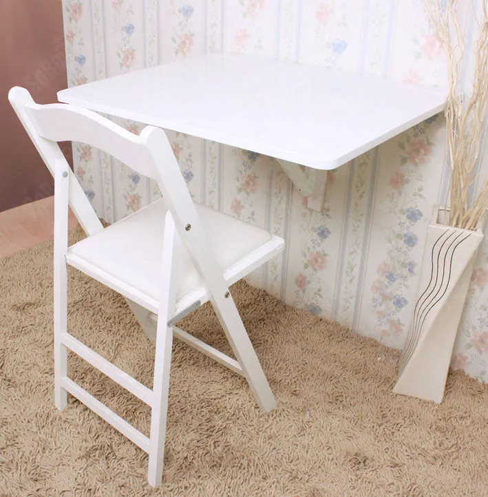 SoBuy FWT01-W Table Murale Rabattable en Bois, Table de Cuisine, Table d'enfant, 75×60cm, Blanc