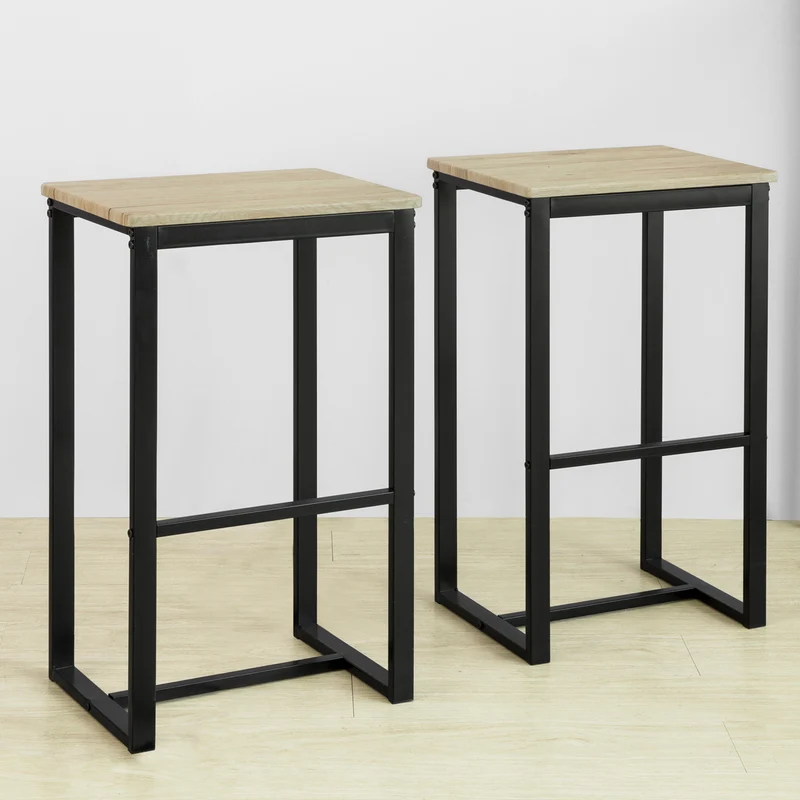 SoBuy FST74-Nx2 Lot de 2 Tabouret de Bar avec Repose-Pieds Tabouret Haut Chaise de Bar de Style Industriel pour Cuisine, Salle à Manger