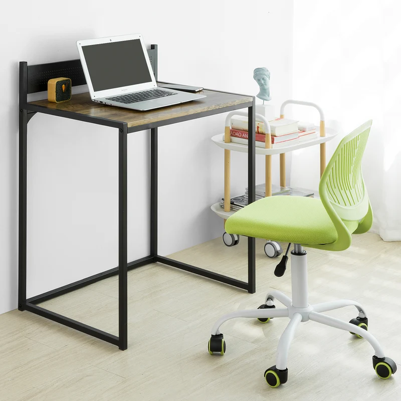 SoBuy FWT66-SCH Table Bureau Informatique Poste de Travail Table d’étude de Style Industriel, Petite Taille Gain d’Espace