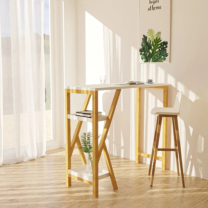 SoBuy FWT56-W Table de Bar Table Haute de Bar Mange-Debout Cuisine