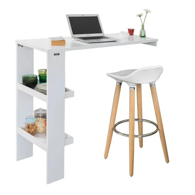 SoBuy FWT55-W Table de Bar Murale Table Haute de Bar Mange-Debout Cuisine