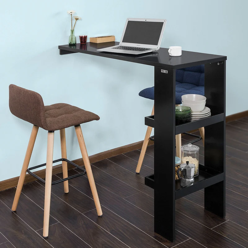 SoBuy FWT55-SCH Table de Bar Murale Table Haute de Bar Mange-Debout Cuisine