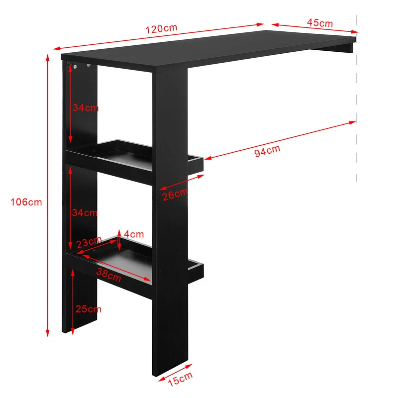 SoBuy FWT55-SCH Table de Bar Murale Table Haute de Bar Mange-Debout Cuisine