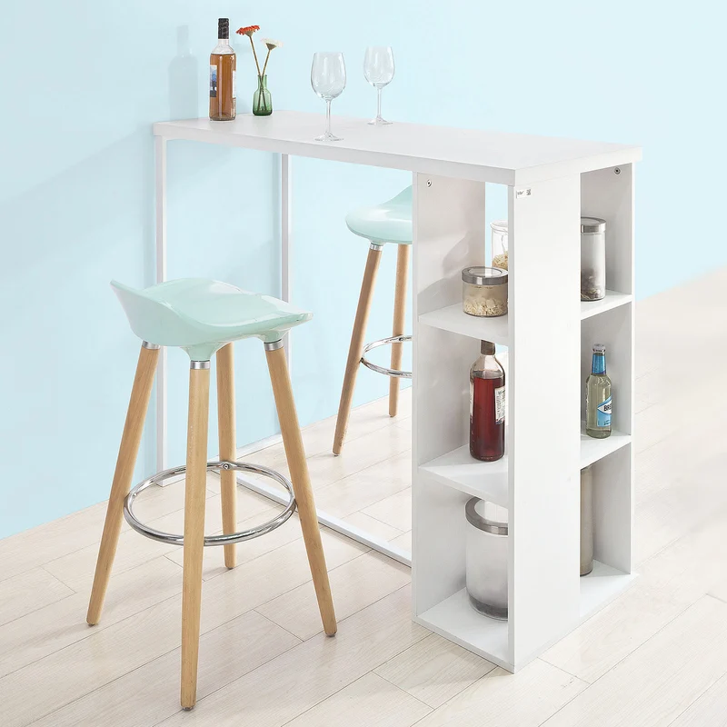 SoBuy FWT39-W Table Haute de Bar Mange-debout Cuisine avec 3 étagères de rangements