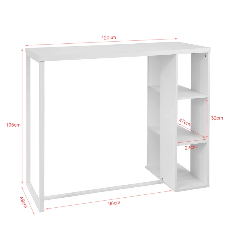SoBuy FWT39-W Table Haute de Bar Mange-debout Cuisine avec 3 étagères de rangements
