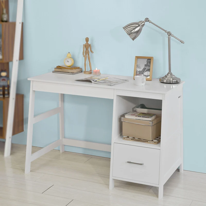 SoBuy FWT38-W Table de Bureau Informatique Poste de Travail Bureau d'Ordinateur