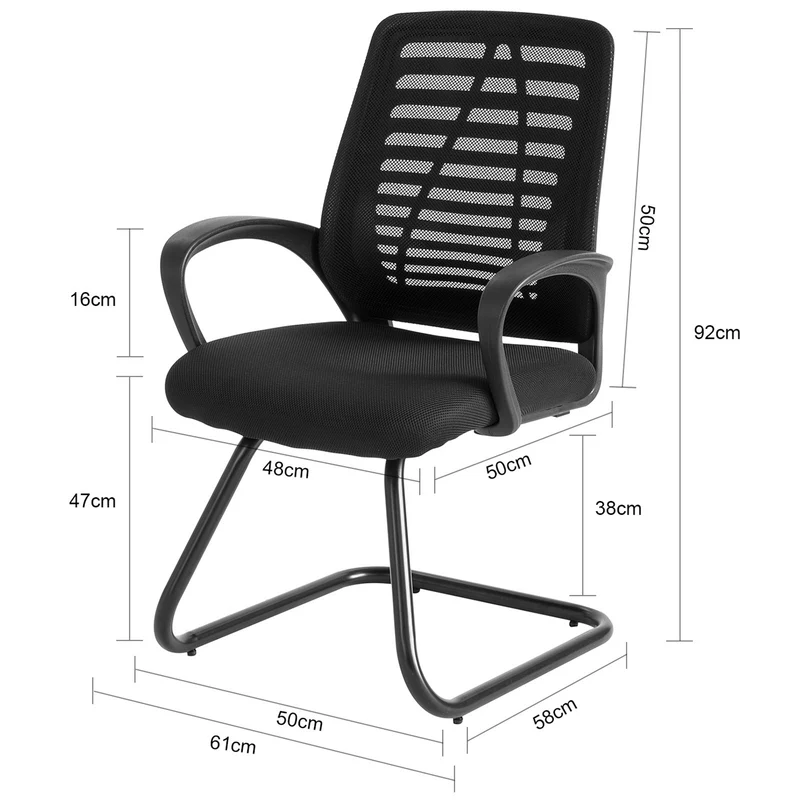 SoBuy FST83-Sch Chaise Cantilever en Maille Chaise de Bureau Conférence Fauteuil de Bureau avec Siège Rembourrée
