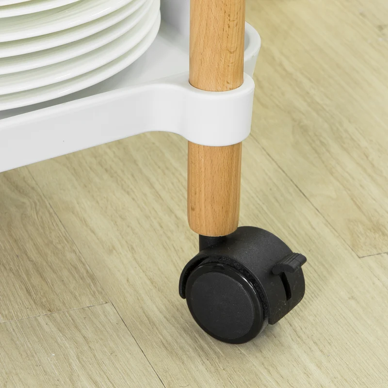 SoBuy SVW06-W Chariot de Service à 3 Niveaux Petit Desserte Chariot Roulant Étagère de Rangement avec Poignée pour Cuisine