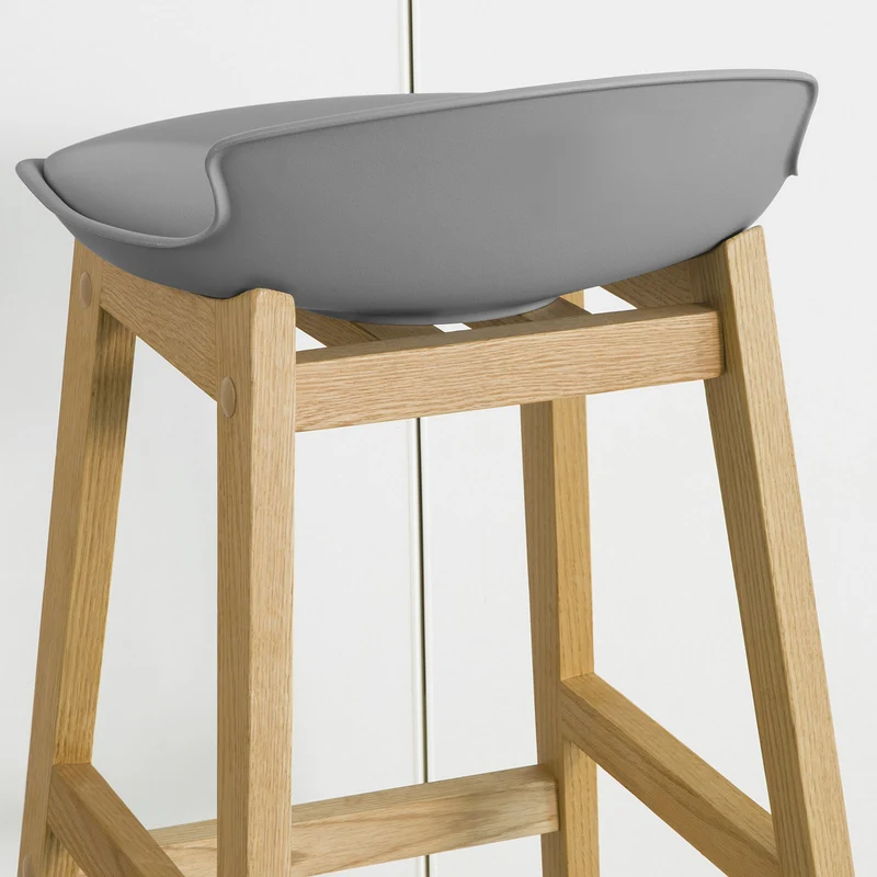 SoBuy FST79-HG Tabouret de Bar Design Chaise Haute de Bar Cuisine avec Repose-Pieds et Piètement en Bois de Chêne Haute Qualité