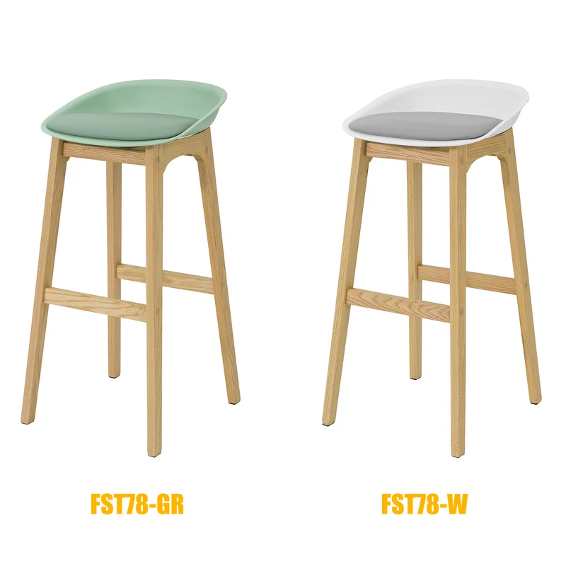 SoBuy FST78-W Tabouret de Bar Design Chaise Haute de Bar Cuisine avec Assise Rembourrée Repose-Pieds et Piètement en Bois de Chêne