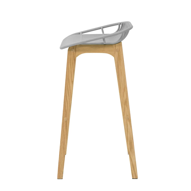 SoBuy FST77-HG Tabouret de Bar Design Chaise de Bar Cuisine avec Repose-Pieds Piètement en Bois de Chêne