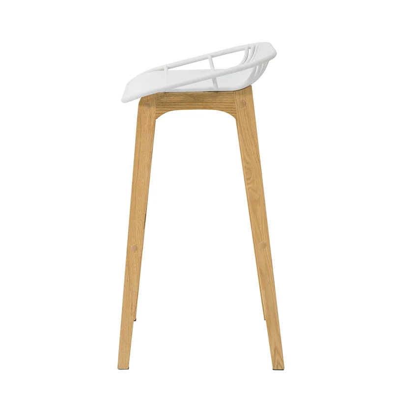 SoBuy FST77-W Tabouret de Bar Design Chaise de Bar Cuisine avec Repose-Pieds Piètement en Bois de Chêne