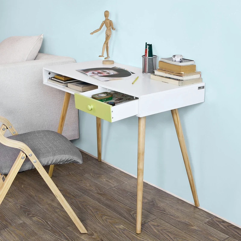 SoBuy FWT24-W Bureau Console ordinateur Table d'appoint Secrétaire Informatique