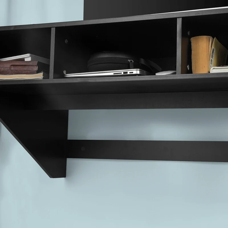 SoBuy FWT14-SCH Table murale Table de cuisine Bureau informatique avec 3 compartiments