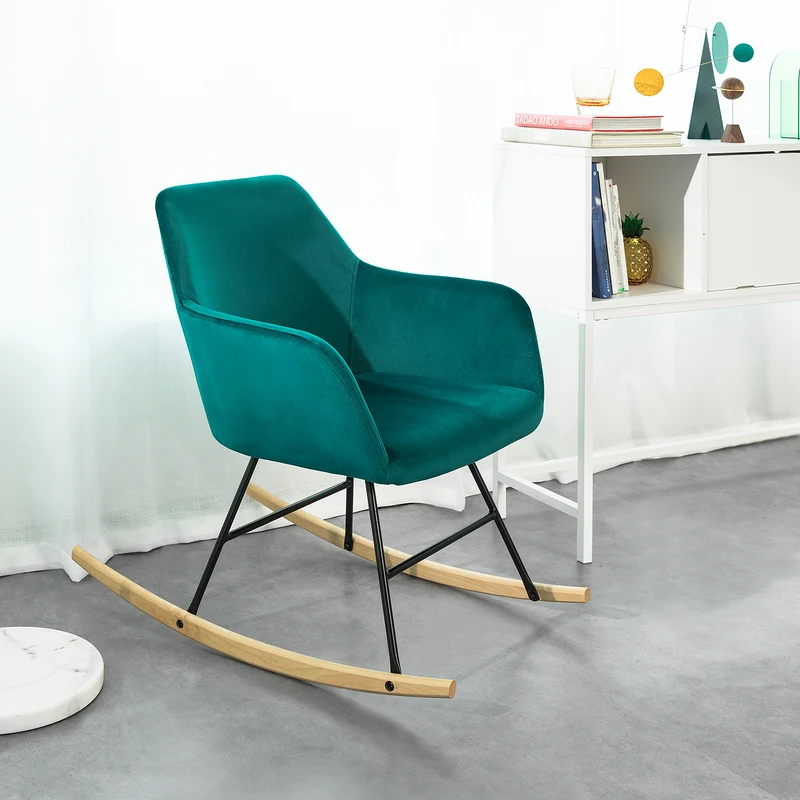 SoBuy FST68-TB Chaise à Bascule avec Accoudoirs Fauteuil de Relaxation Pieds