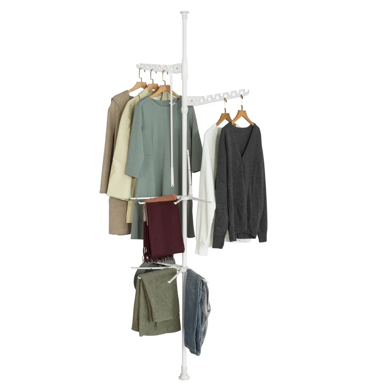 SoBuy KLS08-W Séchoir à Linge Téléscopique Étendoir Pliable Porte-Manteau avec Hauteur Réglable