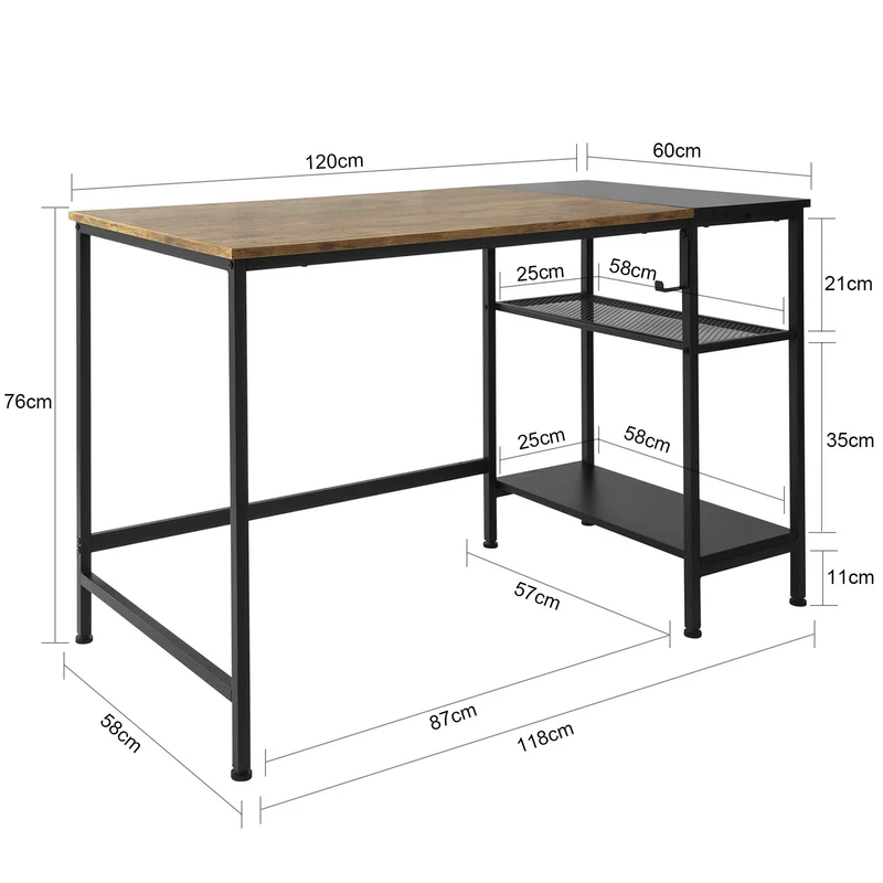 SoBuy FWT77-J Bureau Informatique Table d’étude Bureau d'Ordinateur avec Grand Plan de Travail