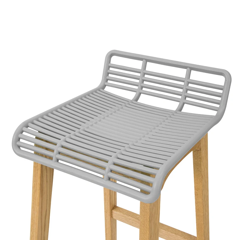 SoBuy FST76-HG Tabouret de Bar Design Chaise de Bar Cuisine avec Repose-Pieds Piètement en Bois de Chêne