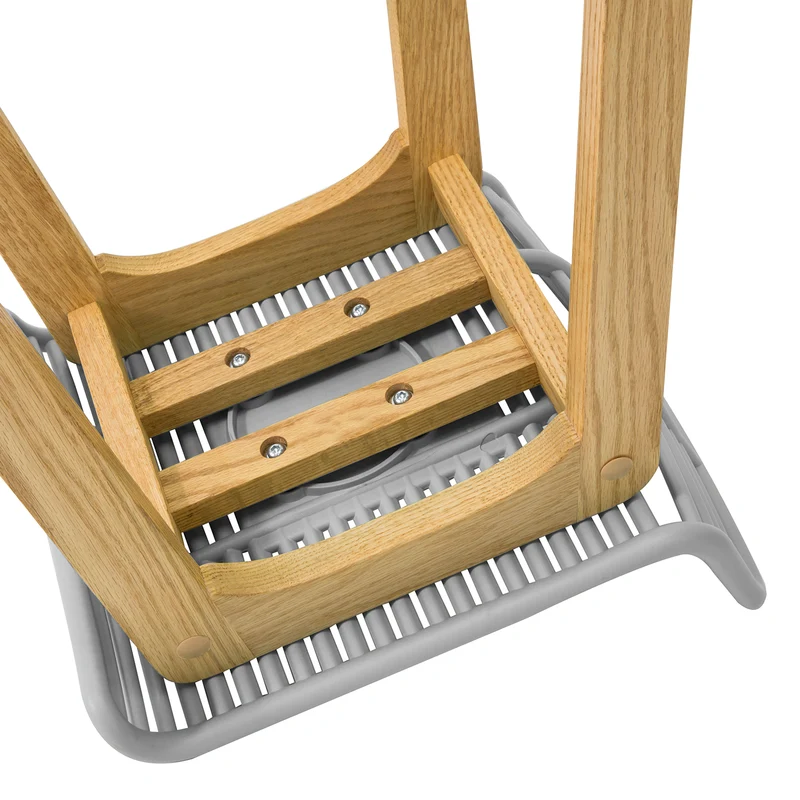 SoBuy FST76-HG Tabouret de Bar Design Chaise de Bar Cuisine avec Repose-Pieds Piètement en Bois de Chêne