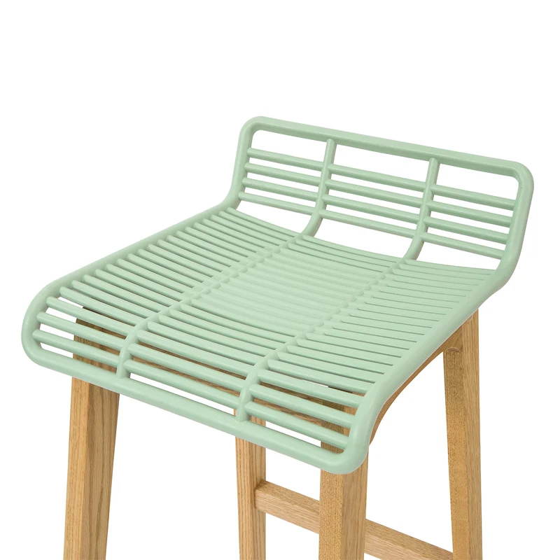 SoBuy FST76-GR Tabouret de Bar Design Chaise de Bar Cuisine avec Repose-Pieds Piètement en Bois de Chêne