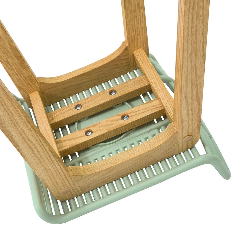 SoBuy FST76-GR Tabouret de Bar Design Chaise de Bar Cuisine avec Repose-Pieds Piètement en Bois de Chêne
