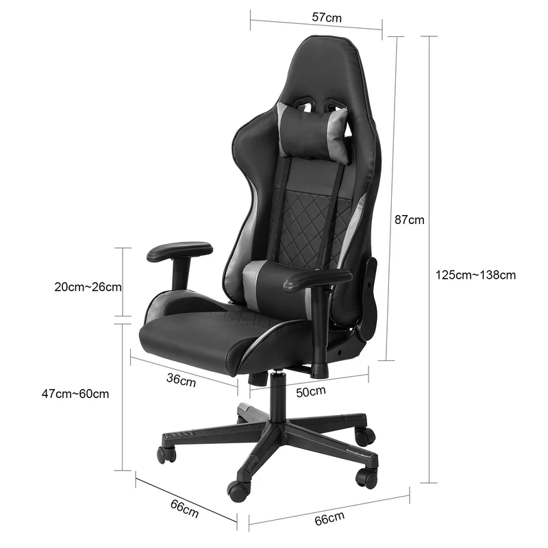SoBuy FST82-Sch Chaise Gaming Fauteuil Gamer Ergonomique Fauteuil de Bureau Rotatif -Hauteur Réglable