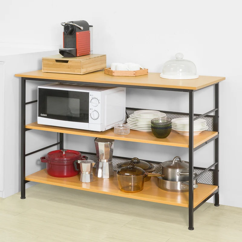 SoBuy FSB27-DN Table de Cuisine Meuble de Rangement Cuisine Buffet Table Console avec 2 étagères de Rangement