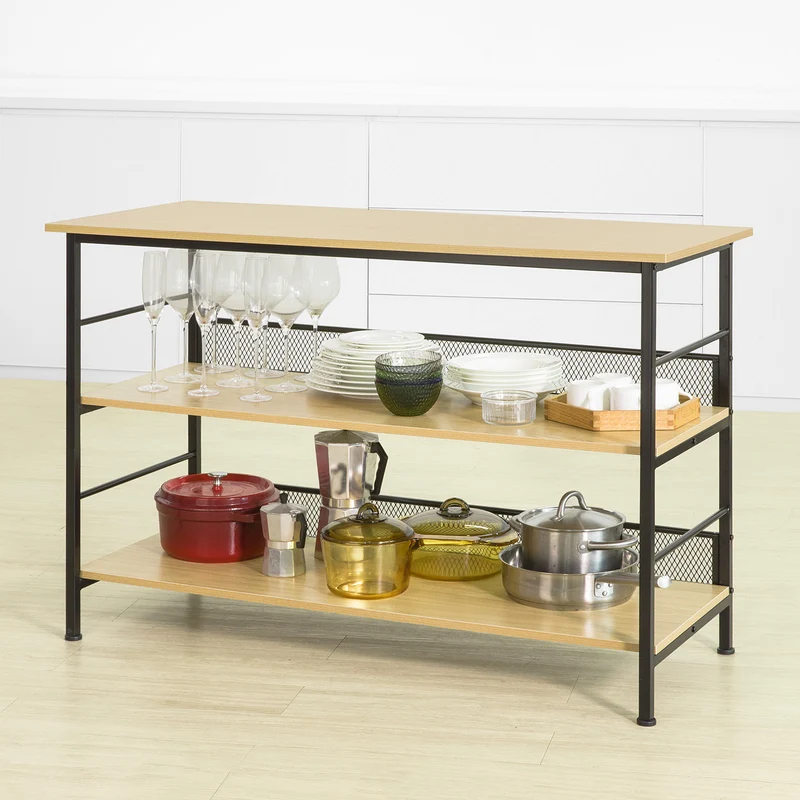 SoBuy FSB27-N Table de Cuisine Meuble de Rangement Cuisine Table Console Buffet avec 2 étagères de Rangement