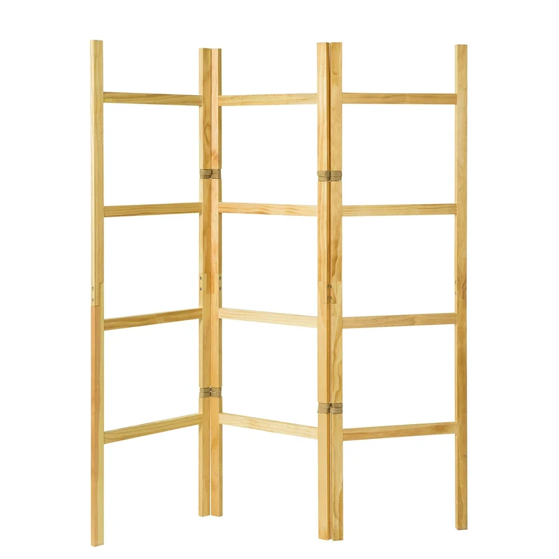 SoBuy KLS06-N Porte-serviettes sur Pied Portemanteau Pliant Paravent Séparateur Pièce Cloison 3 panneaux en pin massif