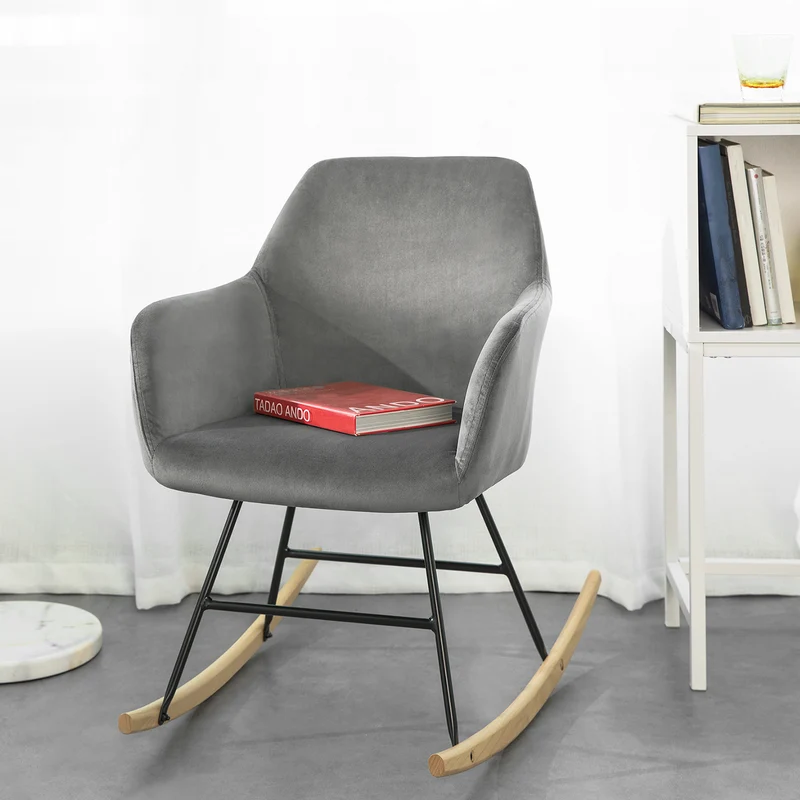 SoBuy FST68-HG Chaise à Bascule avec Accoudoirs Fauteuil de Relaxation Pieds