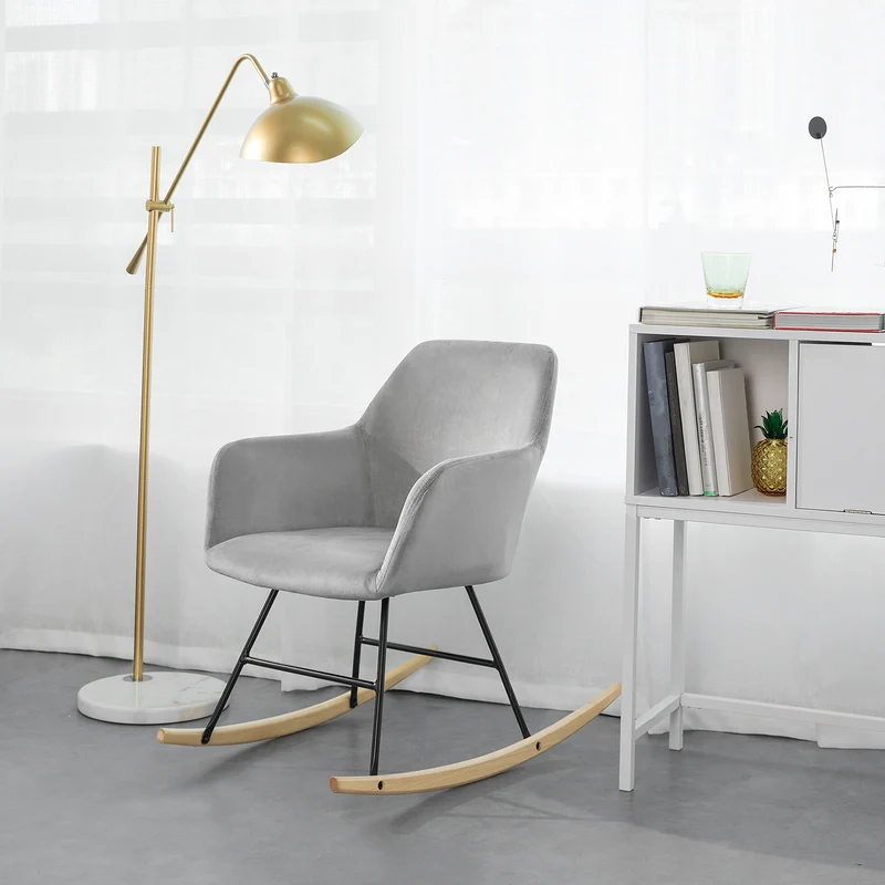 SoBuy FST68-DG Chaise à Bascule avec Accoudoirs Fauteuil de Relaxation Pieds