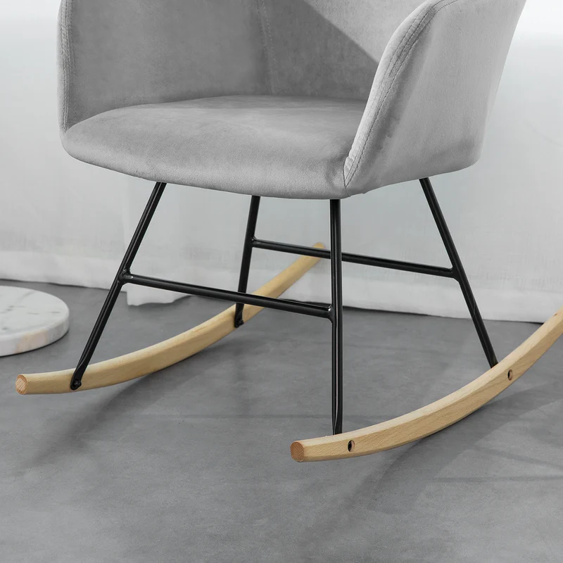SoBuy FST68-DG Chaise à Bascule avec Accoudoirs Fauteuil de Relaxation Pieds