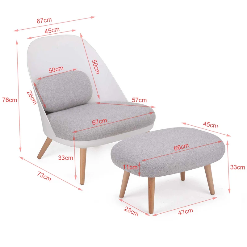 SoBuy FST63-HG Fauteuil Relax avec Repose-Pieds Tabouret Chauffeuse Salon Chambre