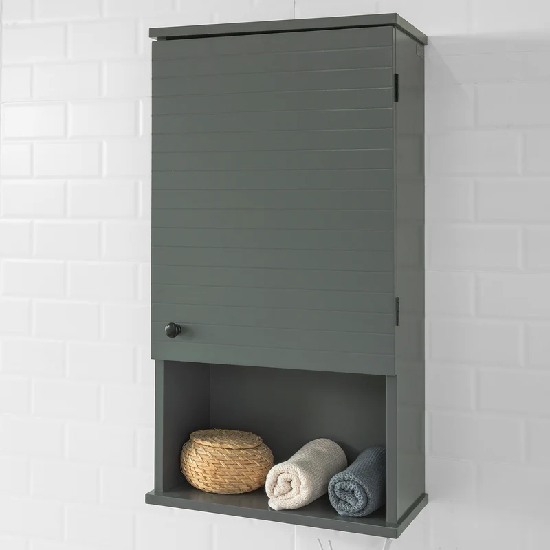 SoBuy BZR25-DG Meuble Haut Armoire Suspendue de Toilettes Placard Mural