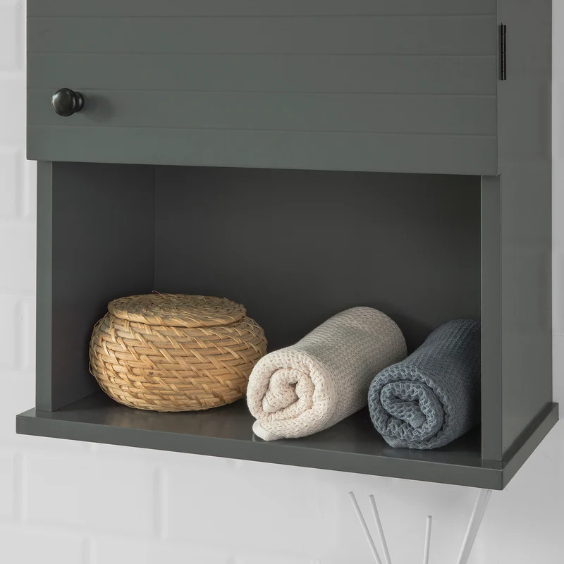 SoBuy BZR25-DG Meuble Haut Armoire Suspendue de Toilettes Placard Mural