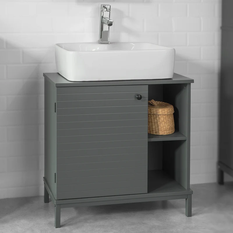 SoBuy BZR24-DG Meuble sous-Lavabo avec Rangement Meuble de Salle de Bain sous Vasque