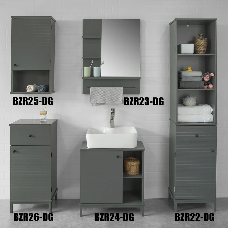 SoBuy BZR24-DG Meuble sous-Lavabo avec Rangement Meuble de Salle de Bain sous Vasque
