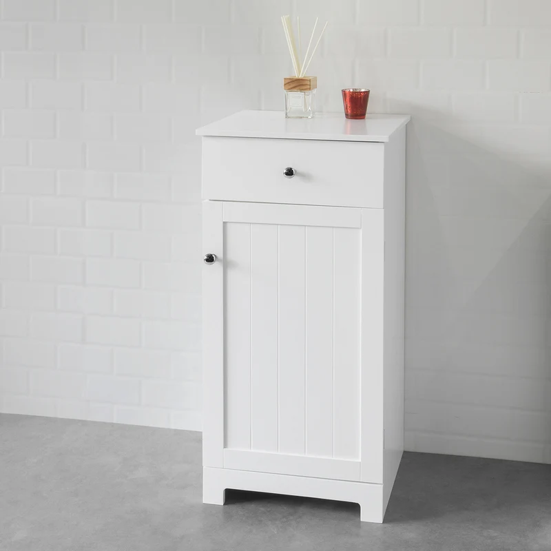 SoBuy BZR20-W Meuble Bas de Salle de Bain Armoire Toilette avec 1 tiroir et 1 Porte