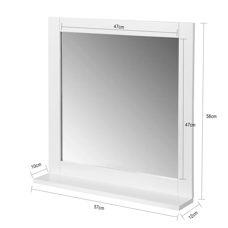 SoBuy BZR16-W Miroir Mural Meuble Salle de Bain avec 1 étage Plateau
