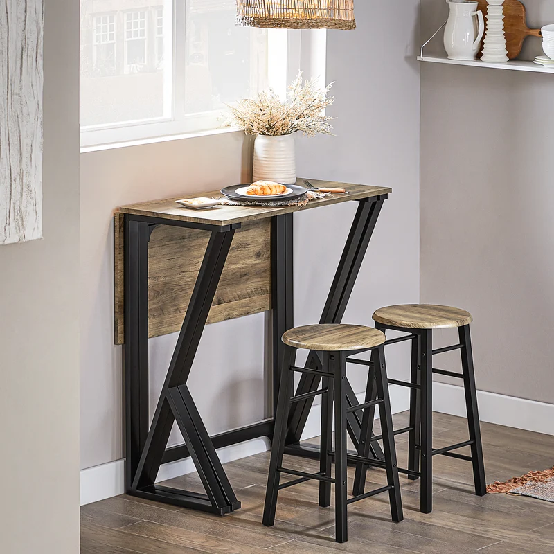 SoBuy OGT24-N Set de 1 Table + 4 Chaises Ensemble Table de Bar bistrot + 4 tabourets Table Mange-Debout Table Haute Cuisine Table à Manger