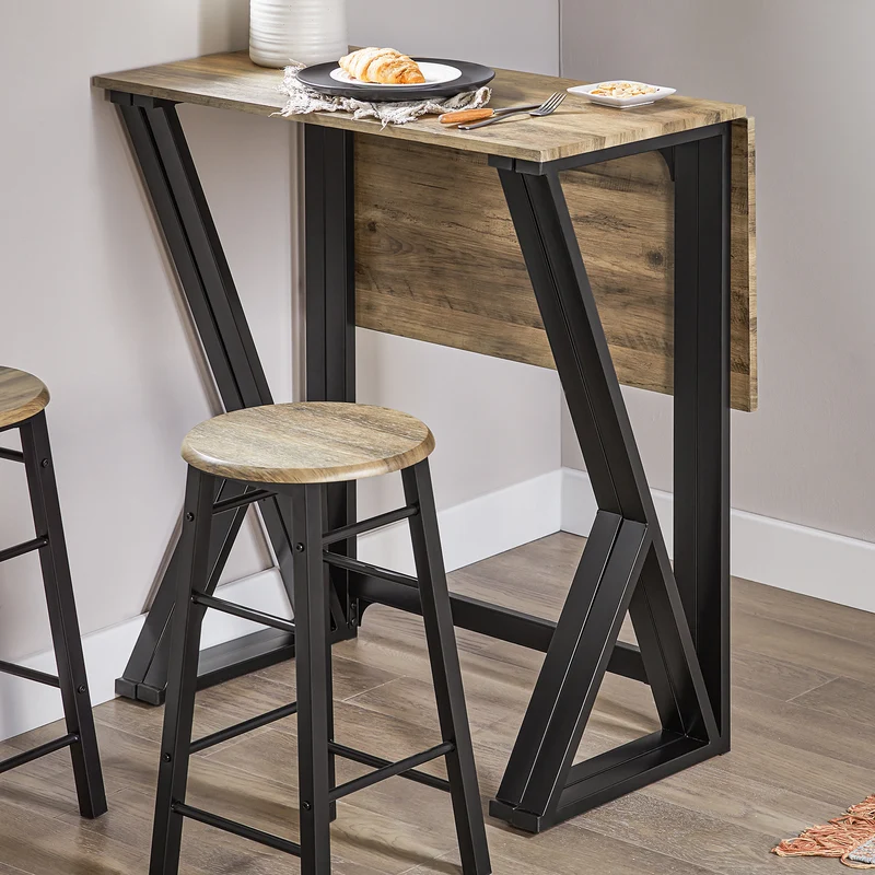 SoBuy OGT24-N Set de 1 Table + 4 Chaises Ensemble Table de Bar bistrot + 4 tabourets Table Mange-Debout Table Haute Cuisine Table à Manger