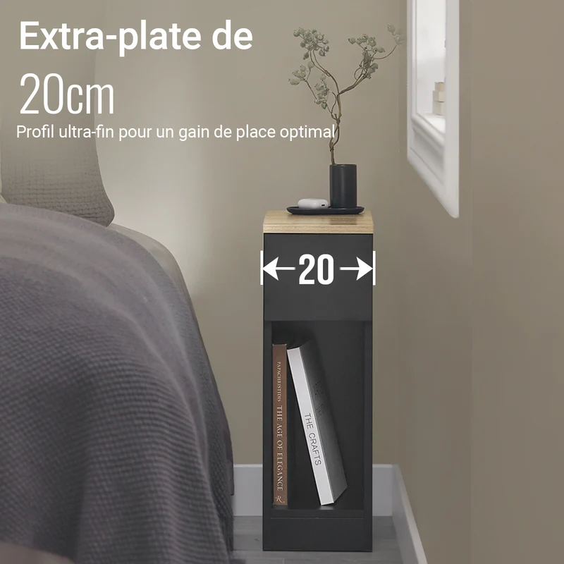 SoBuy FBT111-SCH Table de Chevet Table de Nuit Bout de Canapé Table d'Appoint Table Basse avec Tiroir